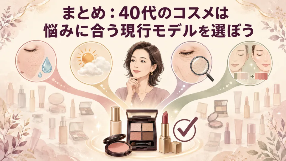 まとめ：40代のコスメは悩みに合う現行モデルを選ぼう