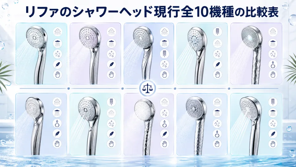 リファのシャワーヘッド現行全10機種の比較表